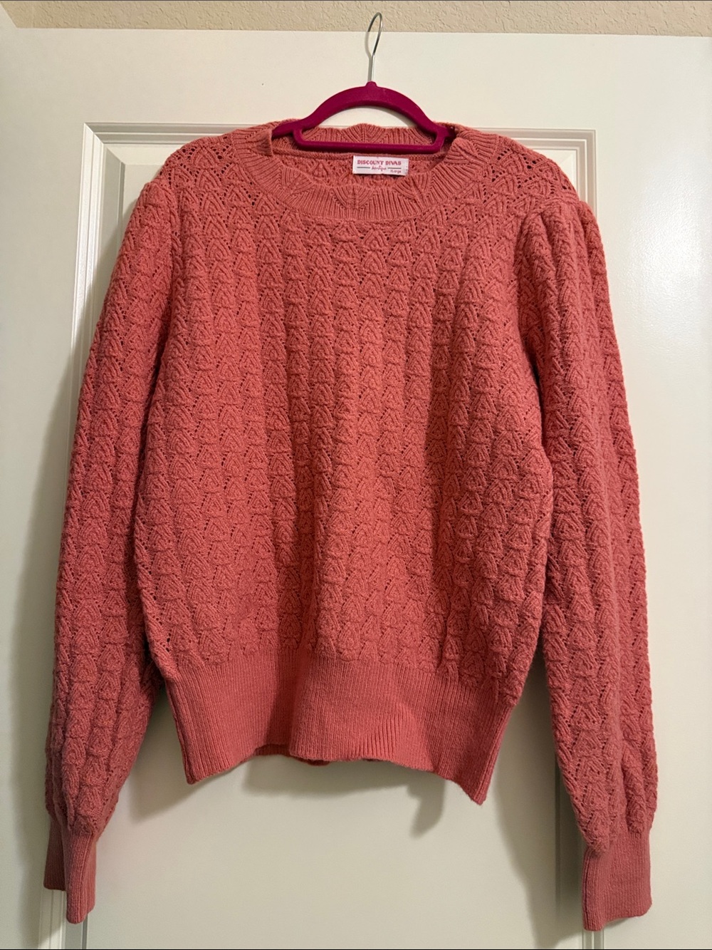 Discount Divas Coral Knit Crewneck Sweater- very soft!